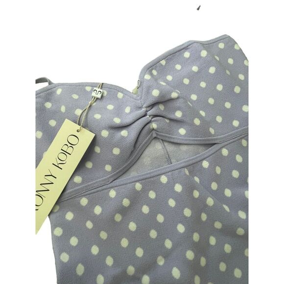 Ronny Kobo Shila Dress Womens Size S Lavender Polka Dots Mini Fit Flare Halter - Picture 3 of 11